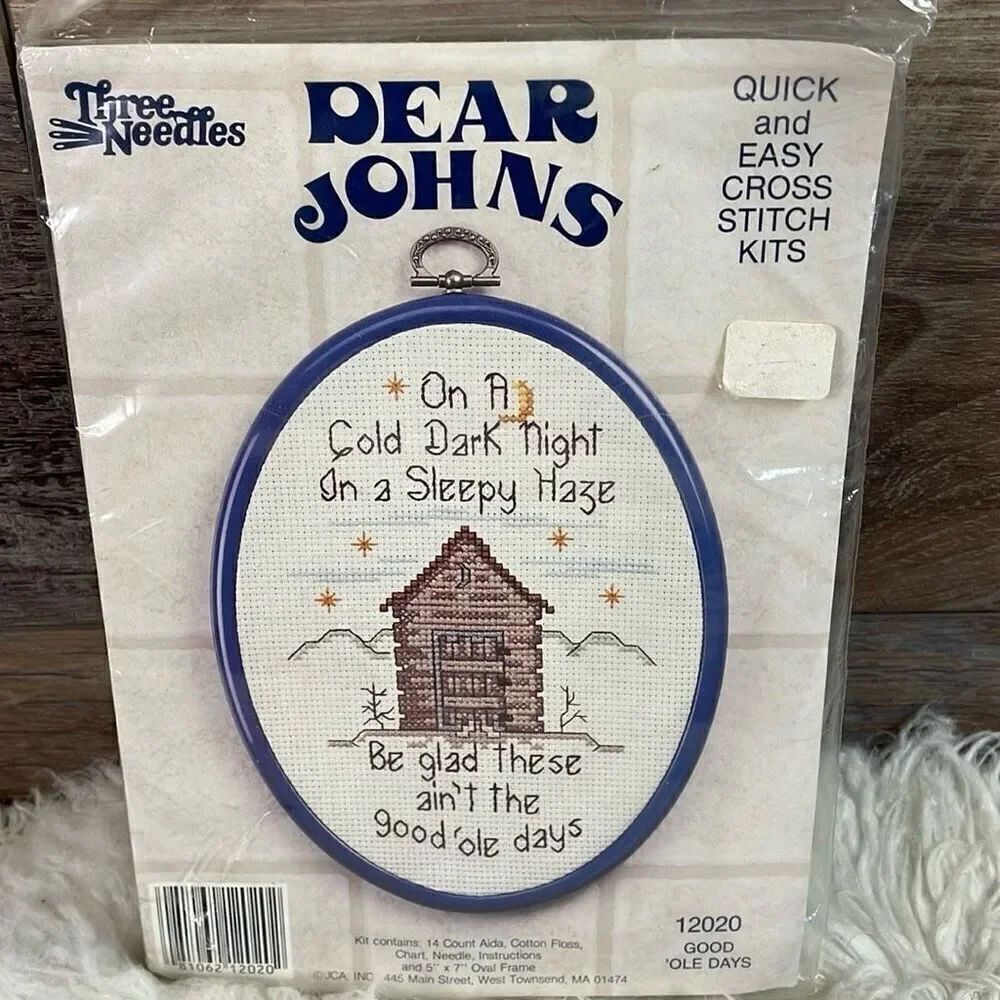 DEAR JOHNS Counted Crosstitch Kit #12020 “Good ‘Ole  Days 5x7 OVAL Frame Vintage